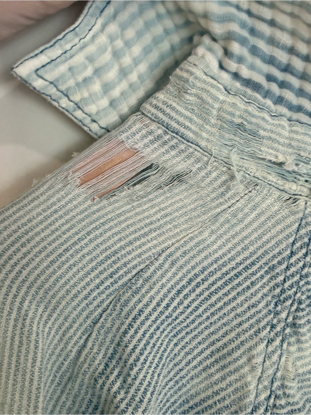 We The Free Light Blue Striped Casual Button-Down Shirt - Picture 3 of 11
